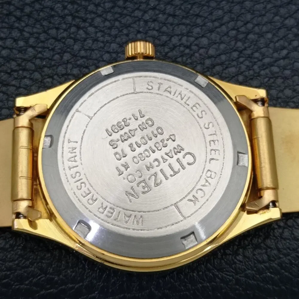 Vintage 1971 Citizen Automatic Mens Gold Watch W/daydate & Red accents